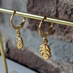 boucles d'oreilles feuilles de monstera