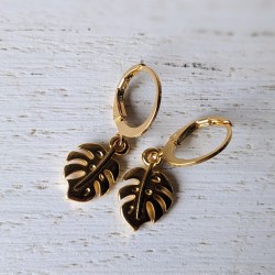 boucles d'oreilles feuilles de monstera