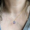 collier goutte en cristal sur chaine en plaqué or