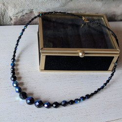 Collier noir irisé en cristal de bohème