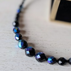 Collier noir irisé en cristal de bohème