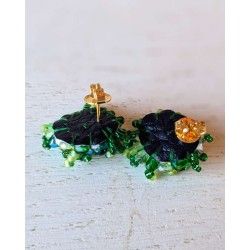 Boucles d'oreilles feu d'artifice vert