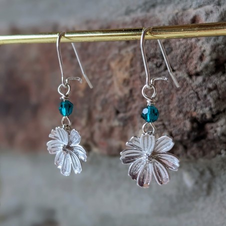 Boucles d'oreilles fleur en argent