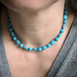 collier en howlite turquoise et hématite