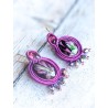 Boucles d'oreilles soutache et cristal pourpre