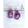 Boucles d'oreilles soutache et cristal pourpre