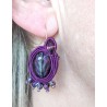 Boucles d'oreilles soutache et cristal pourpre