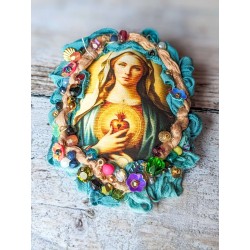 broche portrait Marie coeur...
