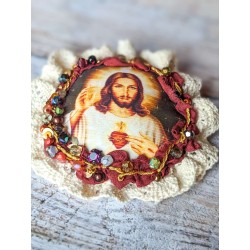 broche portrait Jésus sacré...