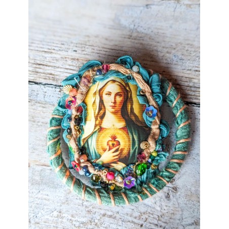 parure broche et bracelet jonc Marie coeur sacré