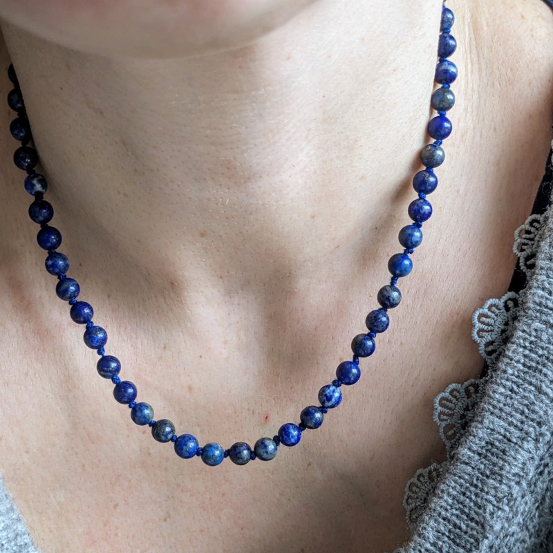 collier en lapis-lazuli 6 mm